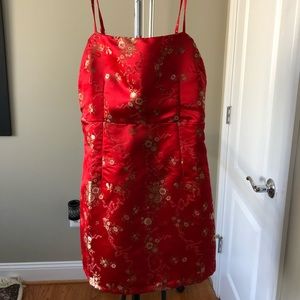 Red Satin spaghetti strap dress